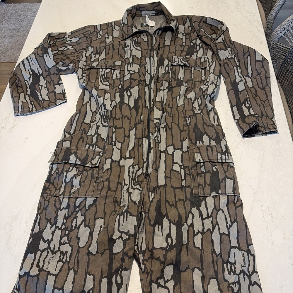 Vintage Retro Saftbak Trebark Camo Coveralls USA Hunting Workwear XL 46-48 Nice!
